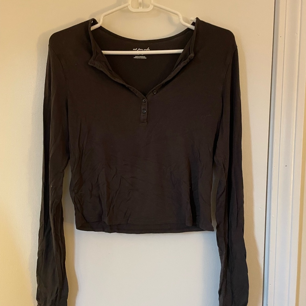Urban Outfitters, Out From Under. Dark Gray half button up long sleeve tee shirt